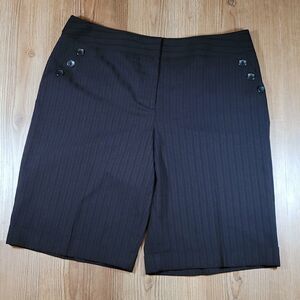 🔹️Apt 9 Black Pinstripe Ava Black Tie Cuffed Dressy Shorts Size 14